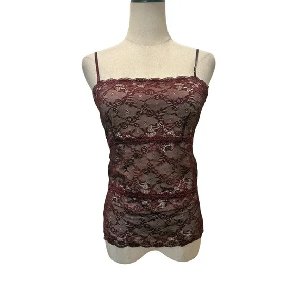 Vtg The Limited Lace Tank Top Camisole Sz S Burgundy Whimsigoth Grunge Fairy - Picture 1 of 4